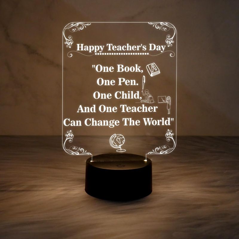 Happy Teachers Day Acrylic Night Lamp with Warm White Light